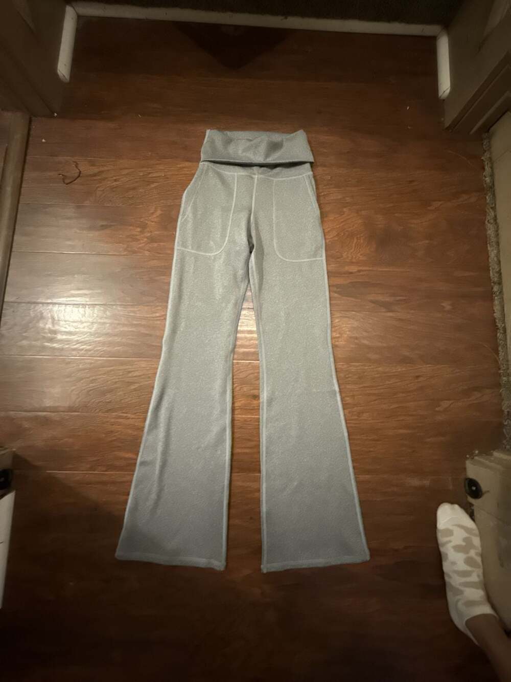 Halara High Waisted Fold Over Flare Yoga Leggings with Pockets